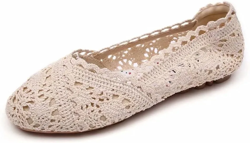 Stunner Women's Cut Out Breathable Lace Ballet Flats