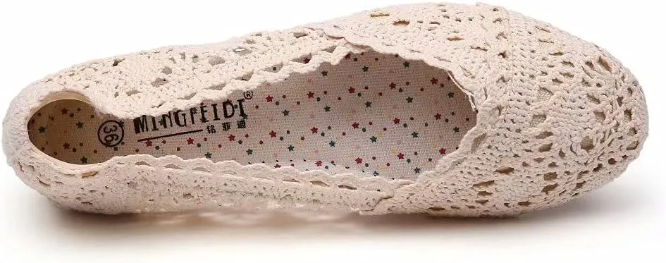 Stunner Women's Cut Out Breathable Lace Ballet Flats