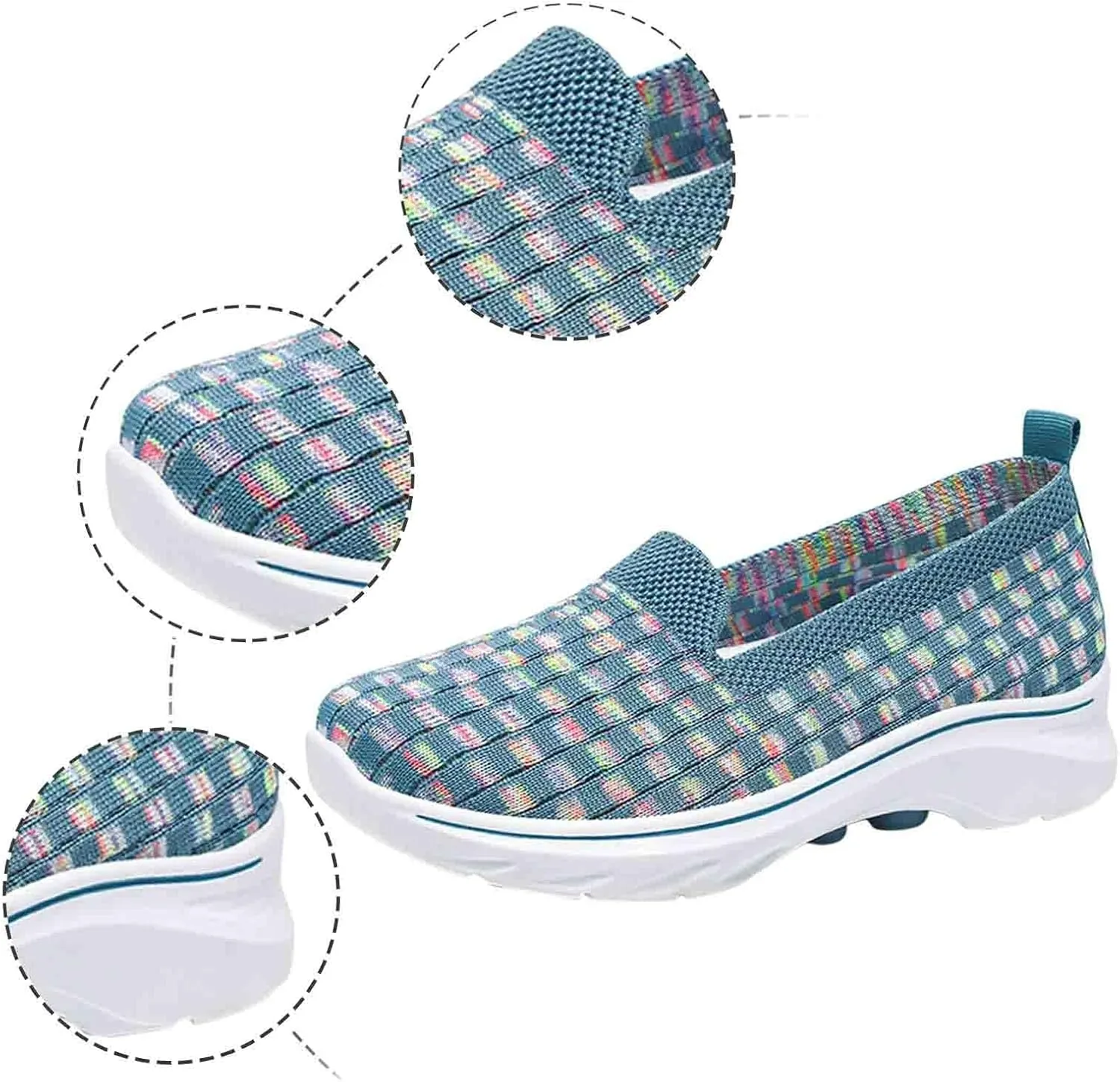 Summer Shoes for Women 2024 Flat Slip On Go Knit Tennis Flats Breathable Soft Ballet Shoes Comfortable Driving Walking Shoes