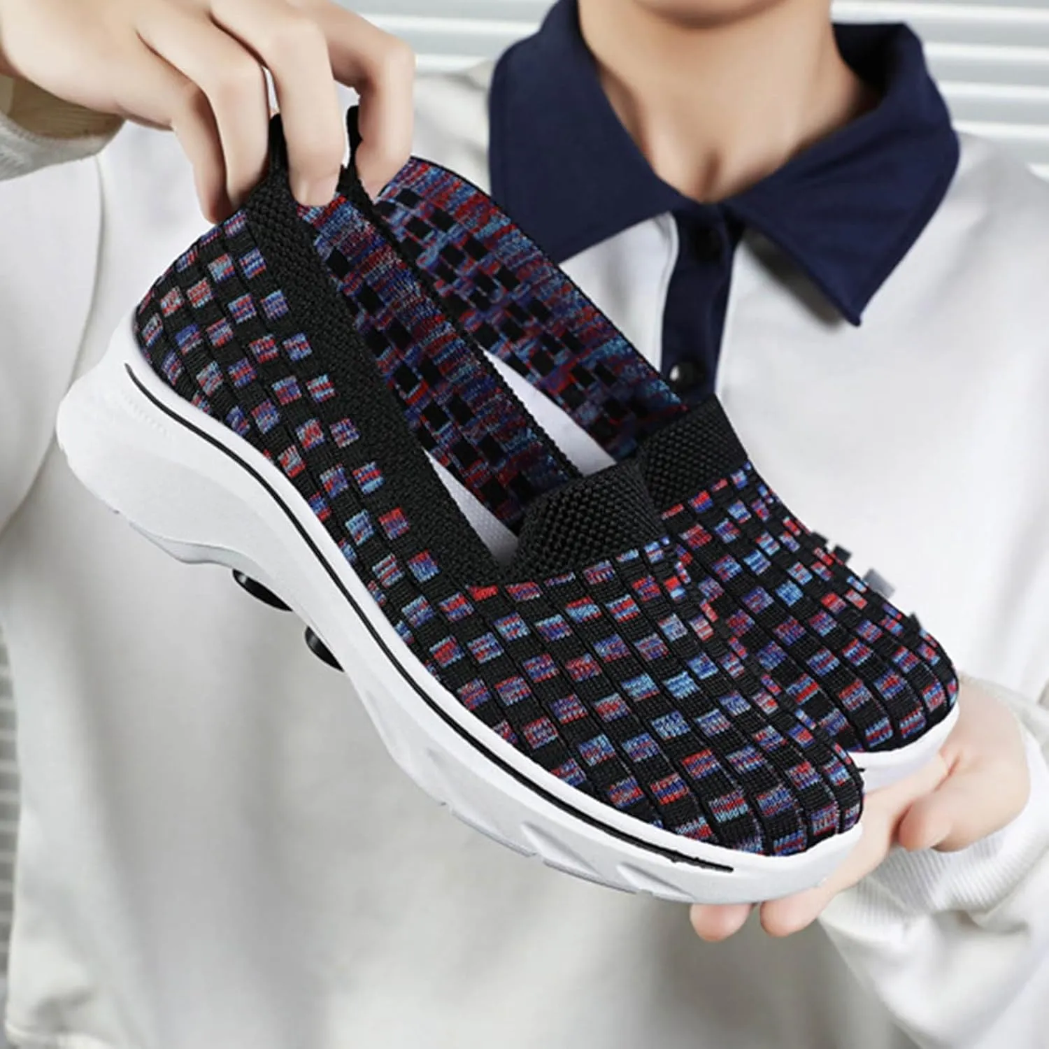 Summer Shoes for Women 2024 Flat Slip On Go Knit Tennis Flats Breathable Soft Ballet Shoes Comfortable Driving Walking Shoes