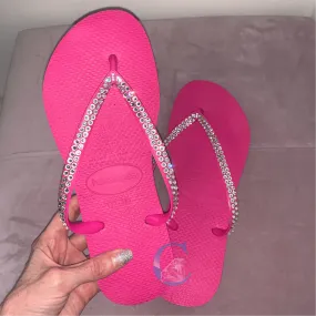 Thin Strap Embellished Havaianas - 2 Rows. *