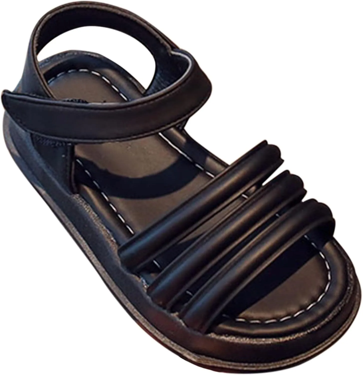 Toddler Kids Girl Leather Soft Princess Flat Shoes Slip-On Open Toe Sandals Non-Slip Soft Rubber Sole Shoes
