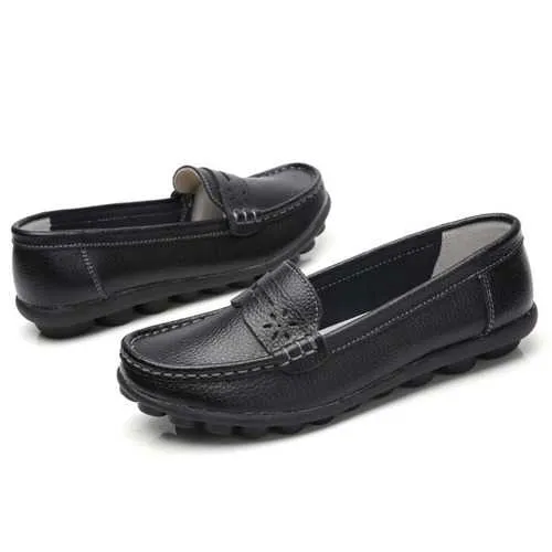 US Size 5-13 Pure Color Soft Sole Round Toe Slip On Flat Loafers
