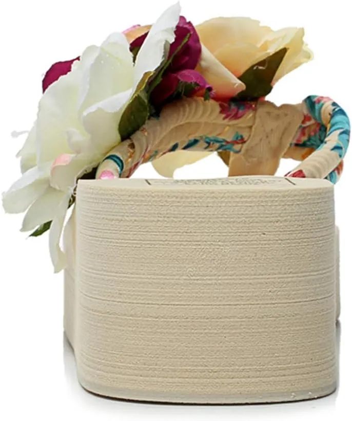 VOKLIN Women's Bohemian Flowers Wedge Flipflop Sandals Summer High Heel Platform Nonslip Beach Thong Sandal