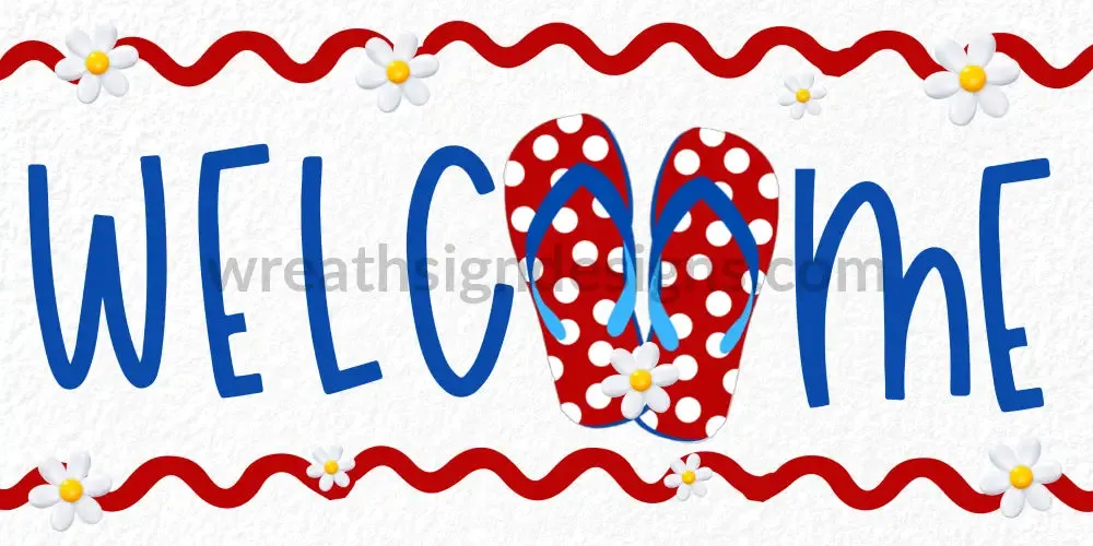 Welcome Flip Flops-Metal Wreath Sign