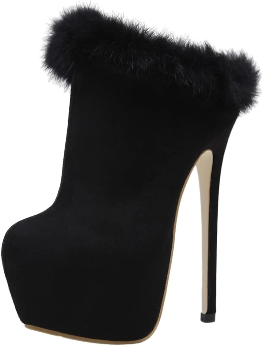 Women Charming Closed Toe Slip on Platform Mules Stiletto High Heel Ladies Party Prom Dress Shoes Size 4-16 US
