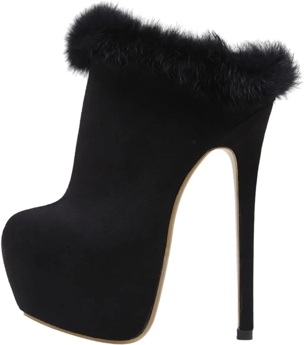 Women Charming Closed Toe Slip on Platform Mules Stiletto High Heel Ladies Party Prom Dress Shoes Size 4-16 US