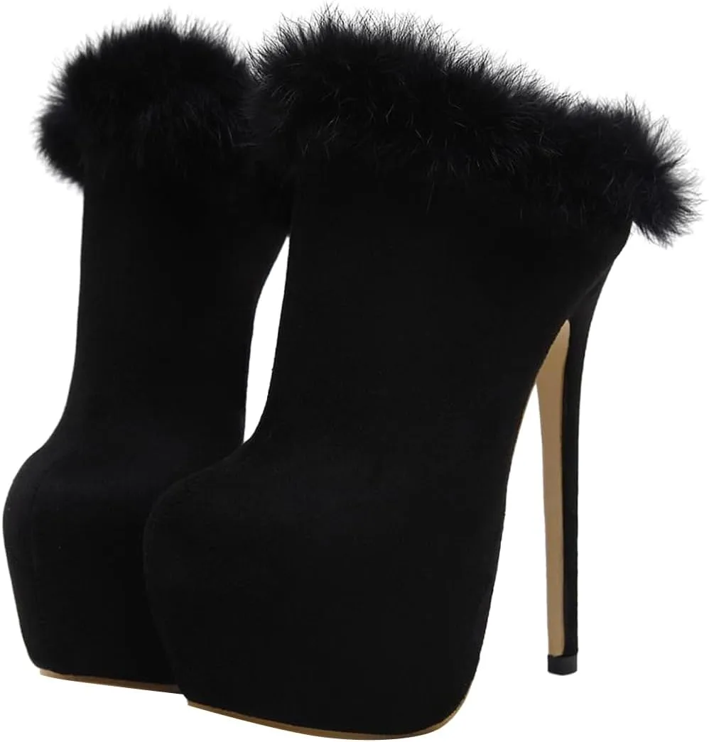Women Charming Closed Toe Slip on Platform Mules Stiletto High Heel Ladies Party Prom Dress Shoes Size 4-16 US