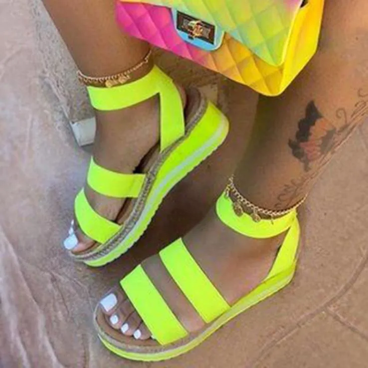 Women chunky platform ankle strap wedge sandals