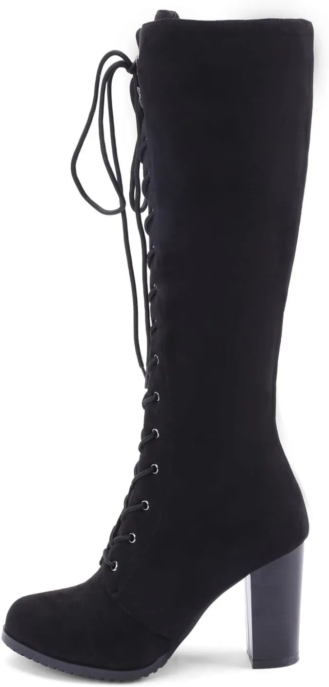 Womens Boots Winter Lace Up Zipper Boots for Women Insulated Warm Durable Leather Knee High Boots Women