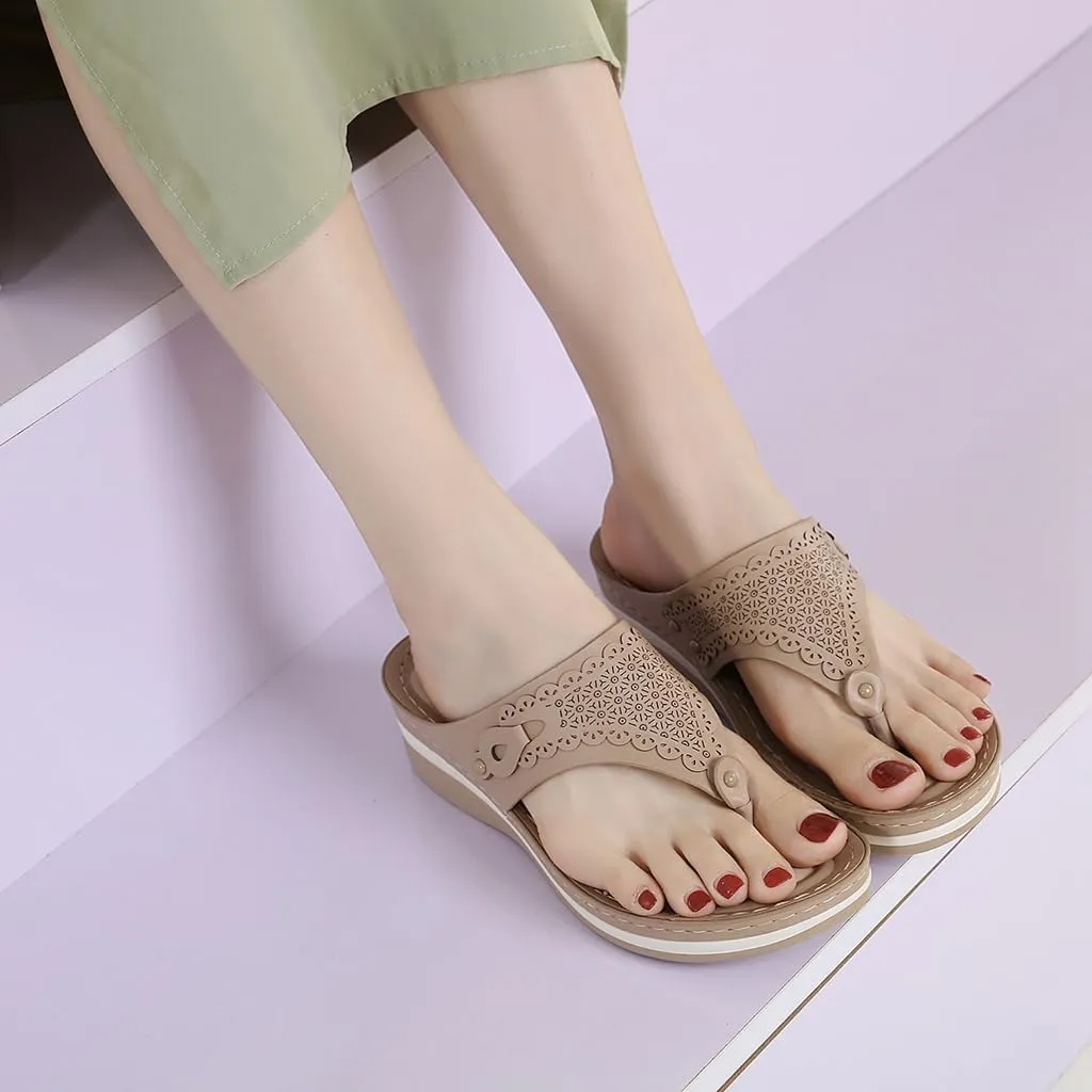 Women's Comfortable Low Heels Wedges Sandals Casual Walking Flipflops Slip On Summer Beach Thong Dress Sandal