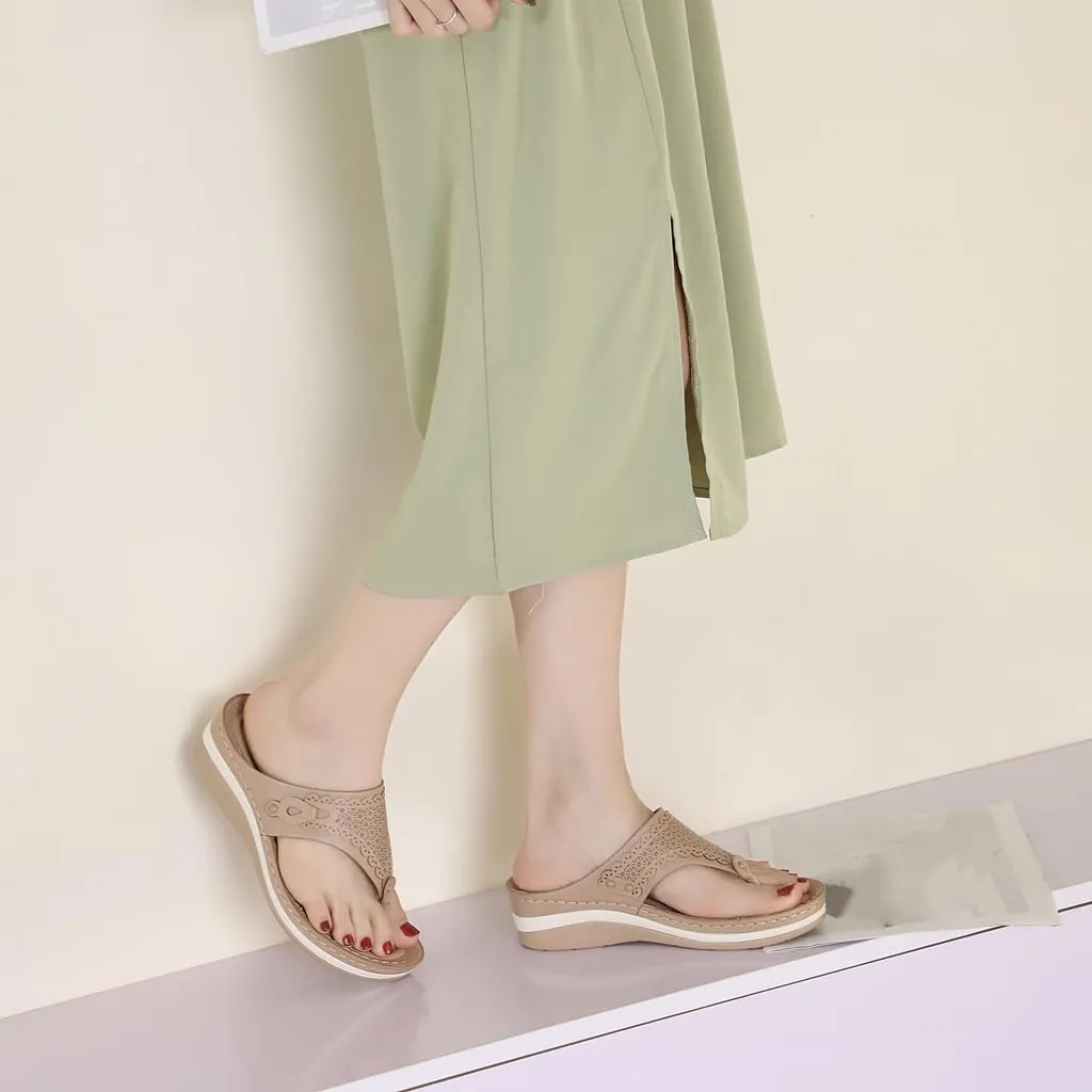 Women's Comfortable Low Heels Wedges Sandals Casual Walking Flipflops Slip On Summer Beach Thong Dress Sandal