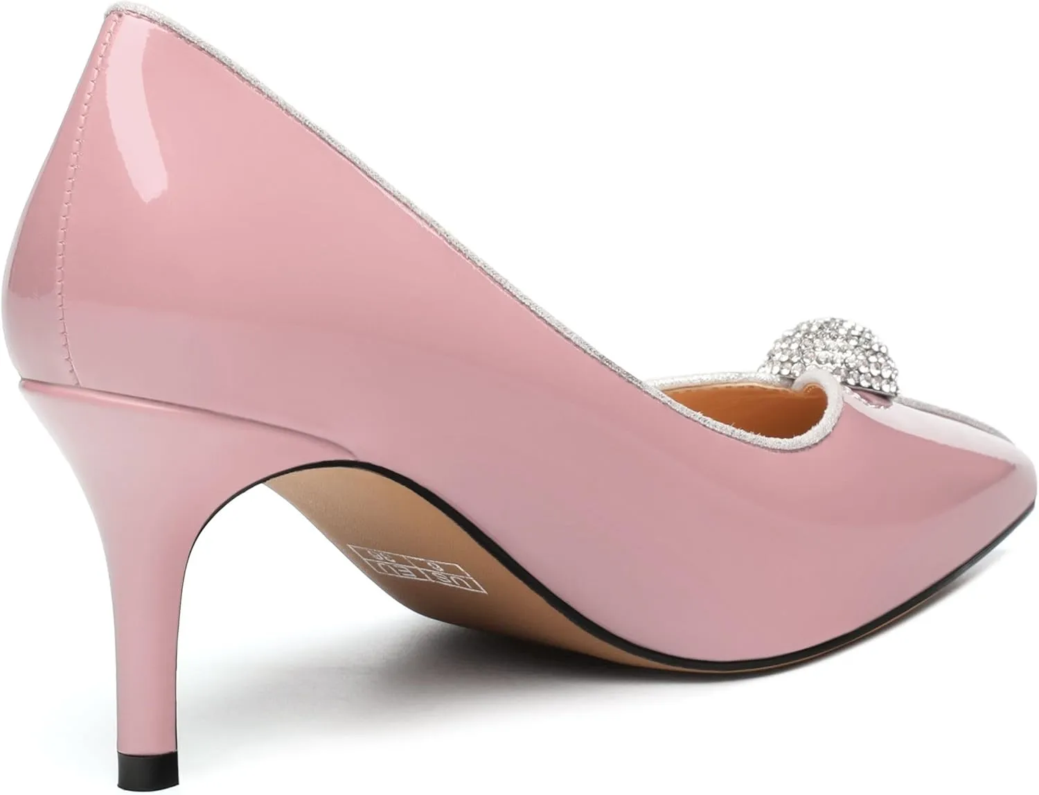 Women's Pointed Toe Heels for Women Stiletto Kitten Heel Slip-on Patent Pumps Elegant Dress Party Wedding Rhinestones Shoes 2.5 inch