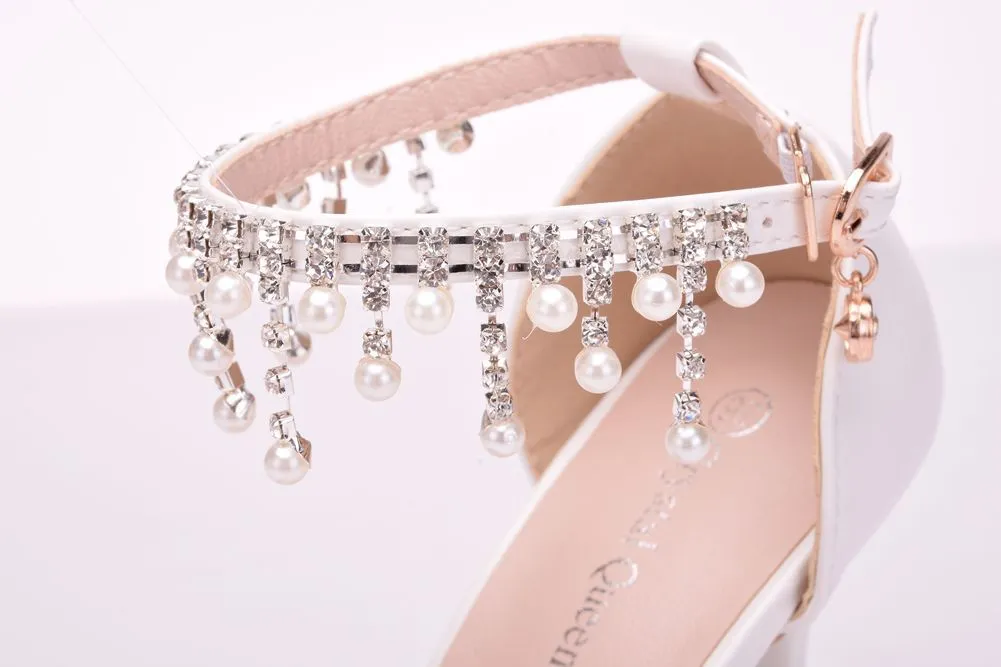 Women's stiletto heel closed toe wedding shoes ankle strap heels sandals