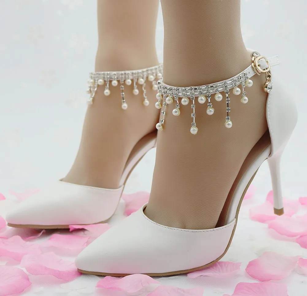 Women's stiletto heel closed toe wedding shoes ankle strap heels sandals