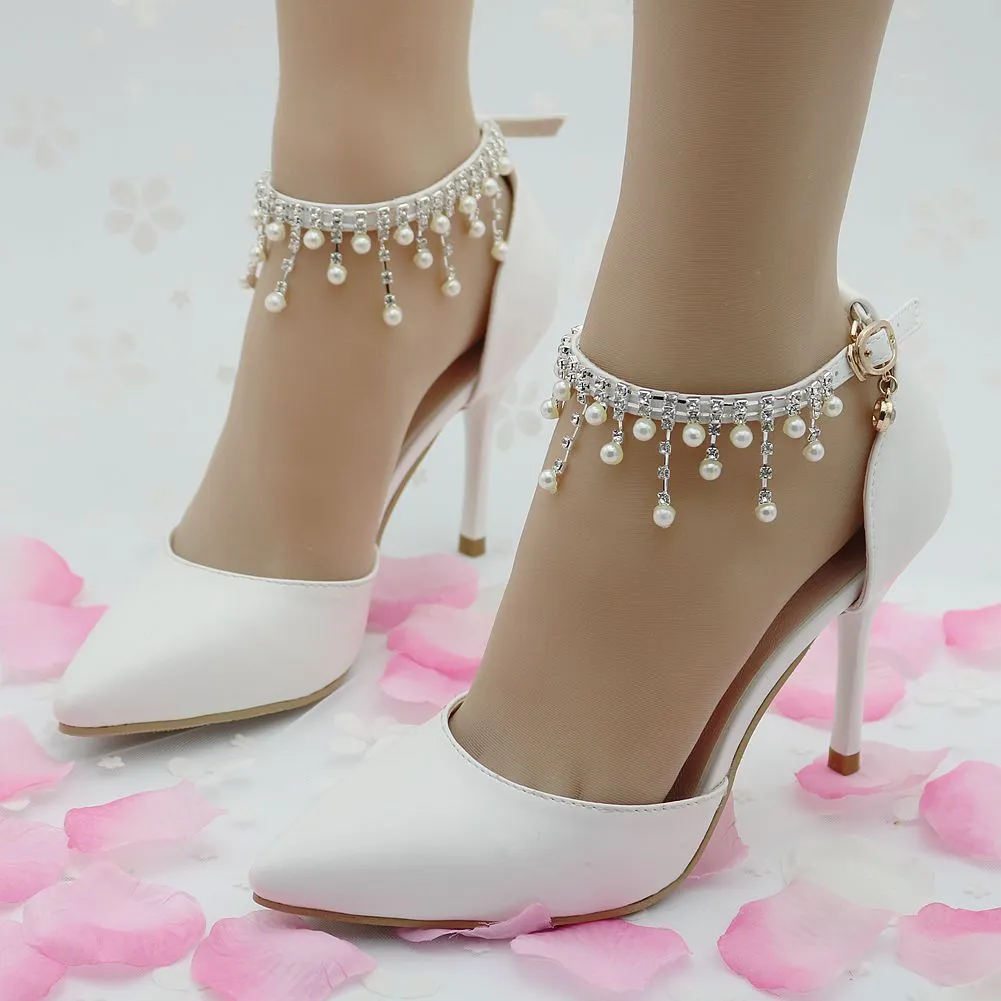 Women's stiletto heel closed toe wedding shoes ankle strap heels sandals