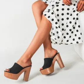 Women's summer slip on peep toe platform chunky mules