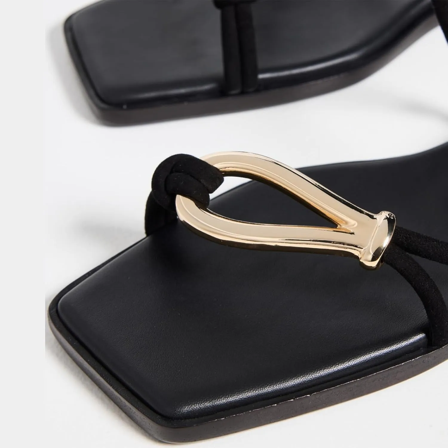 Yishaweiqi Metal Suede Strappy Flat Sandals for Women Slip On Slide Sandals Open Square toe Beach Sandals