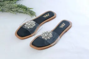 ZARA EMBELLISHED FLAT - BLACK